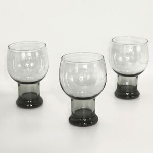 Vintage 1970's Beer Mug Set of 3 Clear Smoke Grey Bubble‎ Glasses Drinkware
